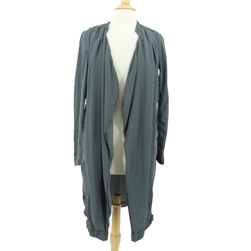 XCVI‎ Duster Cardigan Small Gray Drapey Open Front Layered Back Pockets
